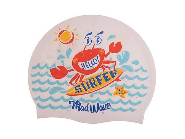 Шапочка для плавания детская Junior Surfer M057912 Mad Wave Белый (60444167)