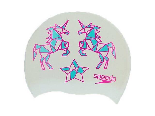 Шапочка для плавания детская Slogan Print Speedo Бело-розовый (60443008)