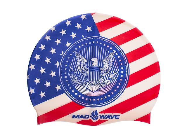 Шапочка для плавання MadWave USA M055303000W One size Синій червоний