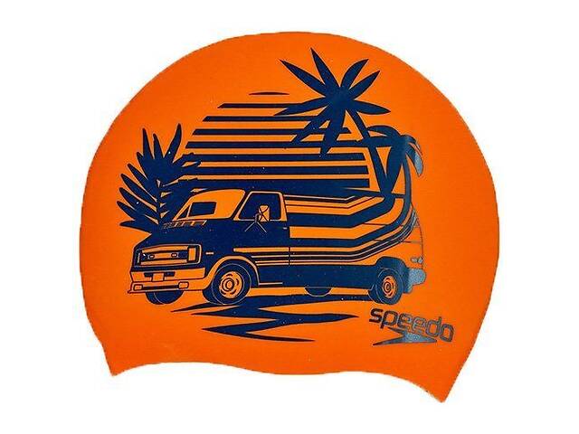 Шапочка для плавания Slogan Print Speedo Оранжево-синий (60443005)