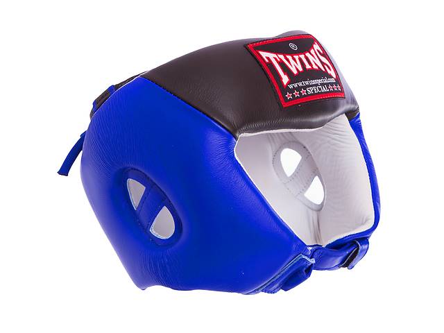 Шлем боксерский открытый кожаный TWINS HGL8-2T XL Синий-черный
