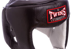 Шлем боксерский открытый с усиленной защитой макушки кожаный TWINS HGL4 XL Черный