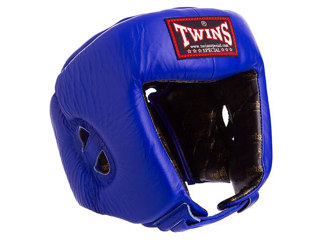 Шлем боксерский открытый с усиленной защитой макушки кожаный TWINS HGL4 XL Синий