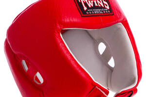 Шлем боксерский открытый с усиленной защитой макушки кожаный TWINS HGL4 XL Красный