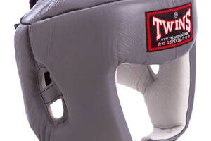 Шлем боксерский открытый с усиленной защитой макушки кожаный TWINS HGL4 XL Серый