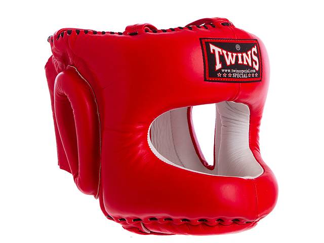 Шлем боксерский с бампером кожаный TWINS HGL10 L Красный