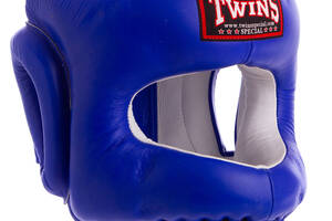 Шлем боксерский с бампером кожаный TWINS HGL10 L Синий