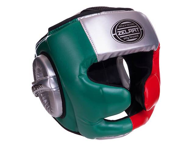 Шлем боксерский с полной защитой BO-2886 Zelart L Зелено-красный (37363147)