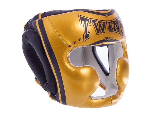 Шлем боксерский с полной защитой кожаный TWINS FHGL3-TW4 M Золотой-синий