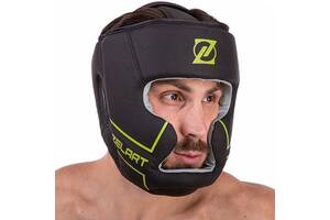 Шлем боксерский с полной защитой кожаный VL-3151 Zelart L Черно-салатовый (37363115)