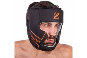 Шлем боксерский с полной защитой кожаный VL-3151 Zelart L Черно-оранжевый (37363115)