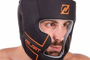 Шлем боксерский с полной защитой кожаный VL-3151 Zelart L Черно-оранжевый (37363115)
