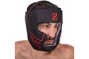 Шлем боксерский с полной защитой кожаный VL-3151 Zelart L Черно-красный (37363115)