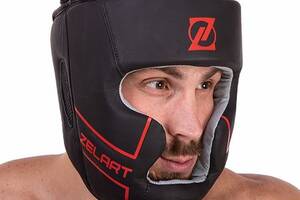 Шлем боксерский с полной защитой кожаный VL-3151 Zelart L Черно-красный (37363115)