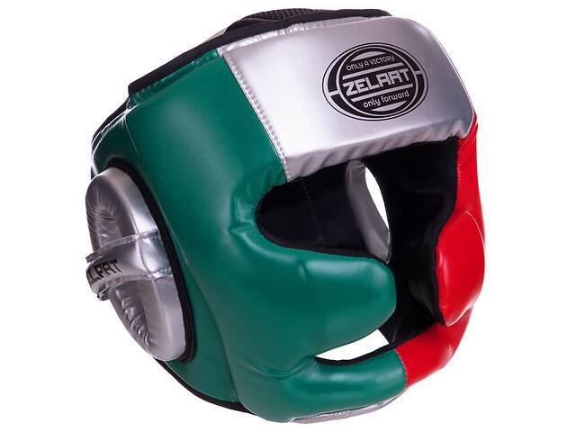 Шлем боксерский с полной защитой ZELART BO-2886 L Зеленый-красный