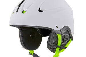 Шлем горнолыжный с механизмом регулировки MOON MS-6288 ABS p-p M 55-58 матовый Белый-салатовый