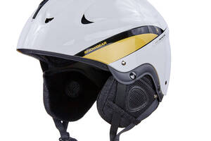 Шлем горнолыжный с механизмом регулировки MOON MS-86W-L ABS p-p L-58-61 Белый-золотой