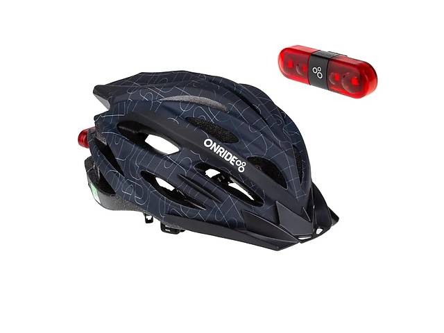 Шлем велосипедный Onride Grip M 55-58 Black + мигалка Onride Row