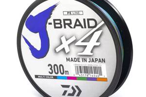 Шнур Daiwa J-Braid X4E 0.13мм 300м Multi Color (2201422 / 12745-113)