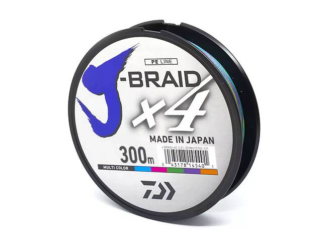 Шнур Daiwa J-Braid X4E 0.17мм 300м Multi Color (2201424 / 12745-117)