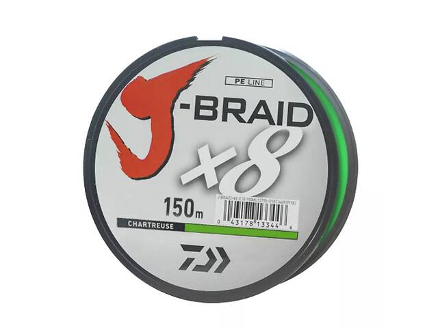 Шнур Daiwa J-Braid X8 0.24мм-150м Chartreuse (699021 / 12750-024)
