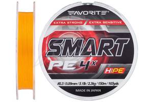 Шнур Favorite Smart PE 4x 150м Оранжевый 0.5/0.117мм 3.6кг 8lb (1693-10-40)