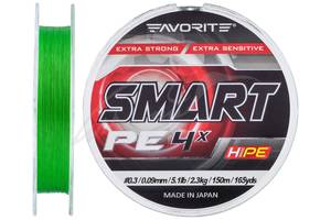 Шнур Favorite Smart PE 4x 150м Салатовый 0.5/0.117мм 3.6кг 8lb (1693-10-38)