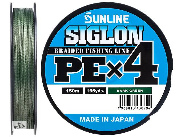 Шнур Sunline Siglon PE н4 150m #2.0/0.242mm 35lb/15.5kg Темно-зелёный (1013-1658.09.23)