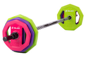 Штанга для фитнеса (фитнес памп) Zelart TA-7801-17_5 вес-17,5кг фиолетовый-салатовый