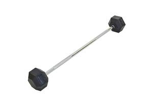 Штанга фиксированная прямая обрезиненная planeta-sport Rubber Hexagon Barbell 20кг Record TA-6230-20 l-95см