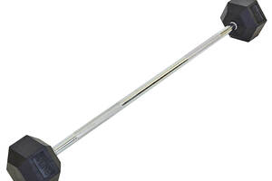 Штанга фиксированная прямая обрезиненная planeta-sport Rubber Hexagon Barbell 20кг Record TA-6230-20 l-95см