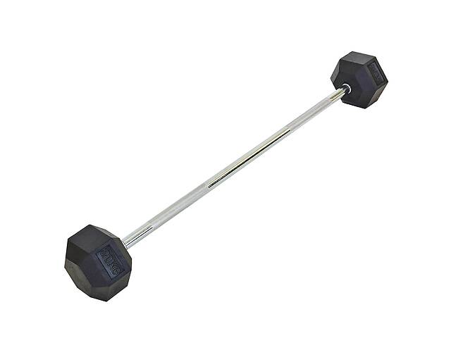 Штанга фиксированная прямая обрезиненная planeta-sport Rubber Hexagon Barbell 20кг Record TA-6230-20 l-95см