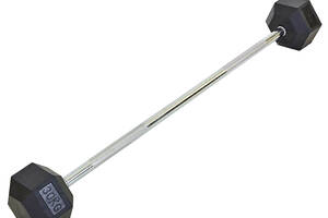 Штанга фиксированная прямая обрезиненная planeta-sport Rubber Hexagon Barbell 30кг Record TA-6230-30 l-95см