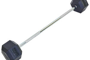 Штанга фиксированная прямая обрезиненная planeta-sport Rubber Hexagon Barbell 35кг Record TA-6230-35 l-95см