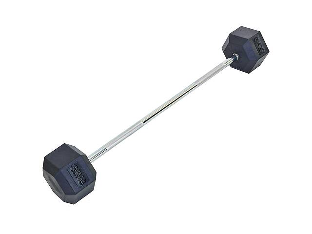 Штанга фиксированная прямая обрезиненная planeta-sport Rubber Hexagon Barbell 35кг Record TA-6230-35 l-95см