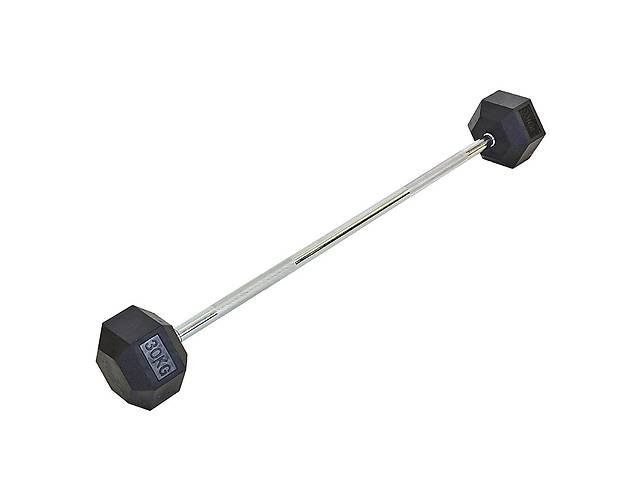 Штанга фиксированная прямая обрезиненная FDSO Rubber Hexagon Barbell TA-6230 30 кг Черный (58508088)