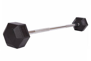 Штанга фиксированная прямая обрезиненная FDSO Rubber Hexagon Barbell TA-6230 25 кг Черный (58508088)