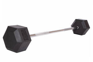 Штанга фиксированная прямая обрезиненная FDSO Rubber Hexagon Barbell TA-6230 50 кг Черный (58508088)