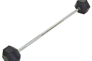 Штанга фиксированная прямая обрезиненная planeta-sport Rubber Hexagon Barbell 25кг Record TA-6230-25 l-95см