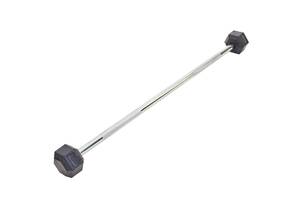 Штанга фиксированная прямая обрезиненная planeta-sport Rubber Hexagon Barbell 15кг Record TA-6230-15 l-95см