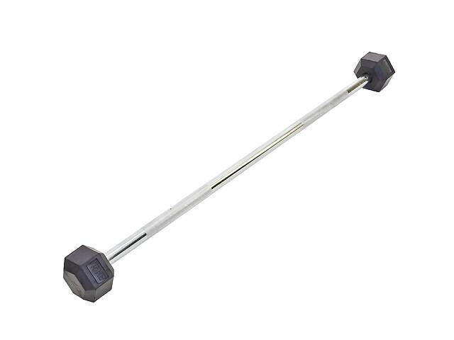 Штанга фиксированная прямая обрезиненная planeta-sport Rubber Hexagon Barbell 15кг Record TA-6230-15 l-95см