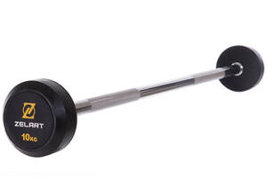 Штанга фиксированная прямая обрезиненная Zelart Rubber Coated Barbell TA-2685-10 10кг