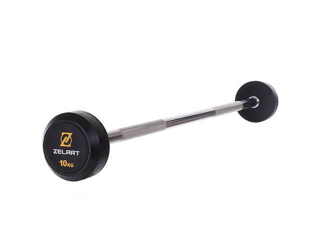 Штанга фиксированная прямая обрезиненная Zelart Rubber Coated Barbell TA-2685-10 10кг