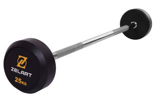 Штанга фиксированная прямая обрезиненная Zelart Rubber Coated Barbell TA-2685-25 25кг