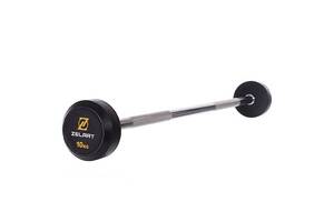 Штанга фиксированная прямая Rubber Coated Barbell TA-2685 Zelart 10кг Черный (58363066)