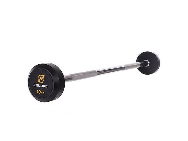 Штанга фиксированная прямая Rubber Coated Barbell TA-2685 Zelart 10кг Черный (58363066)