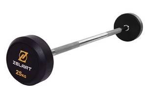 Штанга фиксированная прямая Rubber Coated Barbell TA-2685 Zelart 25кг Черный (58363066)