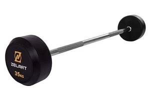 Штанга фиксированная прямая Rubber Coated Barbell TA-2685 Zelart 35кг Черный (58363066)