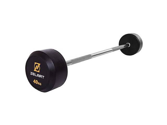 Штанга фиксированная прямая Rubber Coated Barbell TA-2685 Zelart 40кг Черный (58363066)