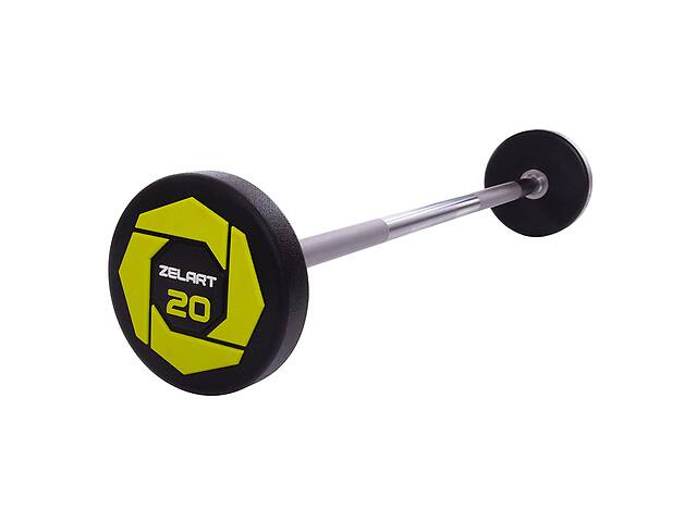 Штанга фиксированная прямая Zelart Urethane Barbell TA-2689 20 кг Зелено-черный (58363124)